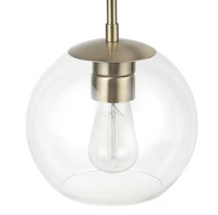 Vivienne 1-Light Pendant, Brass, Clear Glass Shade