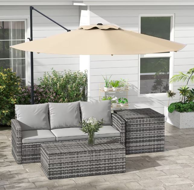 Outsunny Cantilever Patio Umbrella (Khaki)