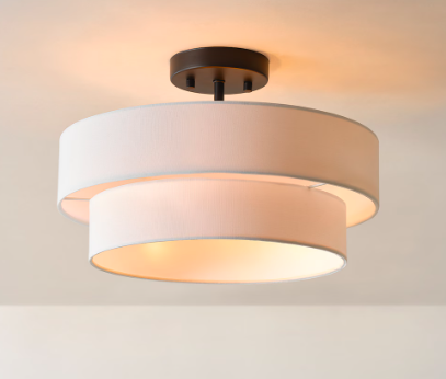 2-Light Semi-Flush Mount Ceiling Light with 2-Tier