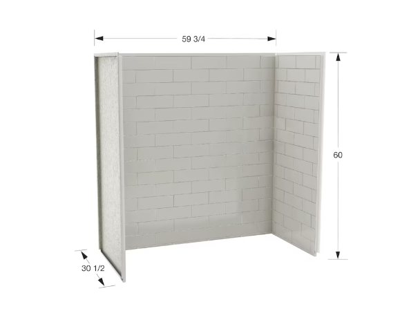 3-Panel Tub Surround Kit in Metro Soft Grey Glossy Finish