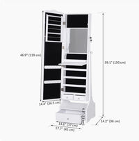 HOMCOM Standing Mirror Jewelry Cabinet (White)
