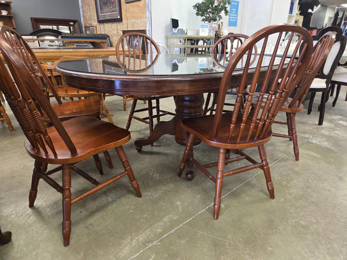 Wooden Dinning table with Glass and 6 Chairs
