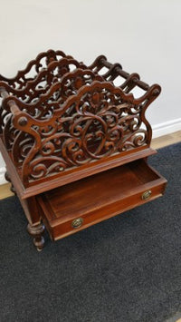 Mahogany Canterbury Organizer with Drawer