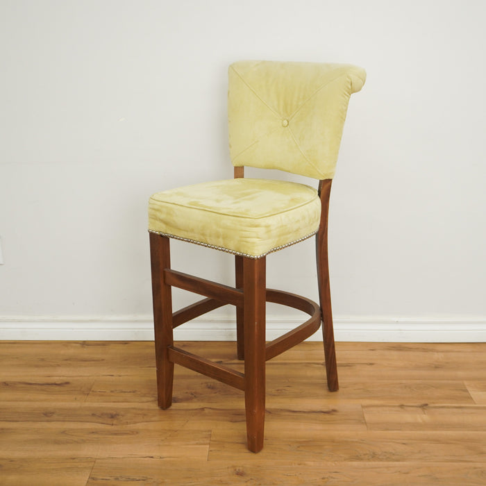 19-inch Fabric Upholstered and Tufted Bar Chair in Lemon Yellow