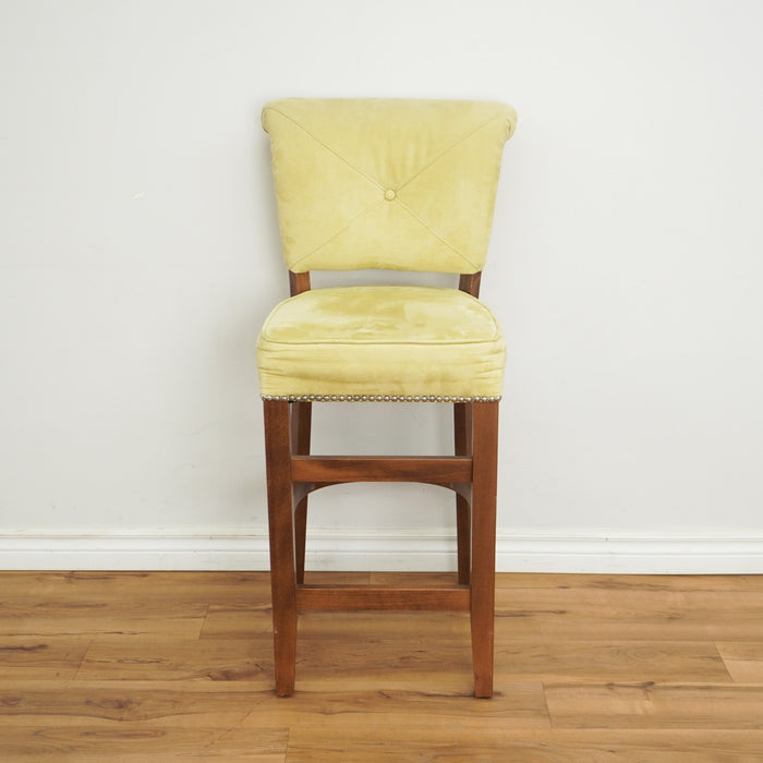 19-inch Fabric Upholstered and Tufted Bar Chair in Lemon Yellow