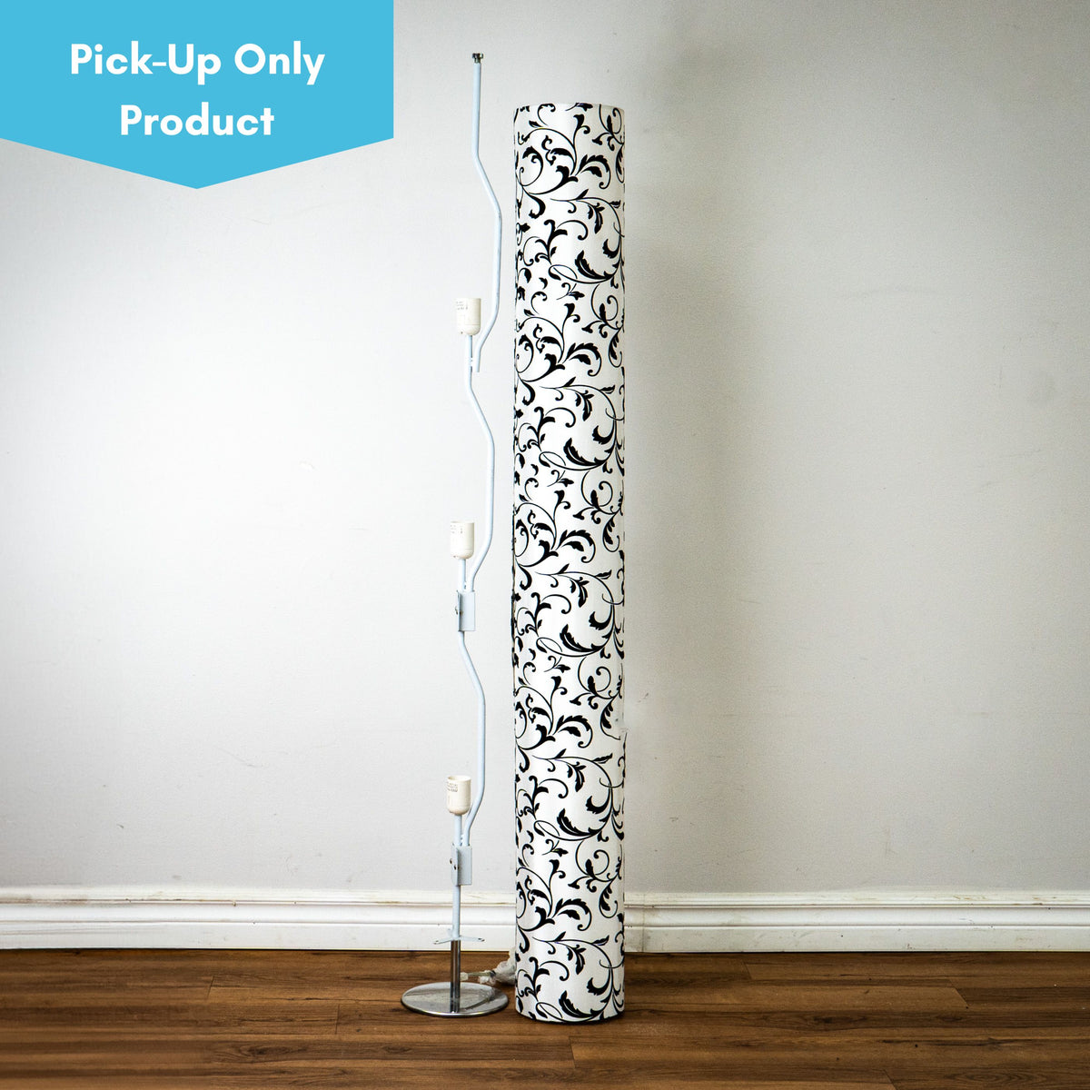 3-Light Floor Lamp with Floral Velvet Print Shade, 59-Inch Tall