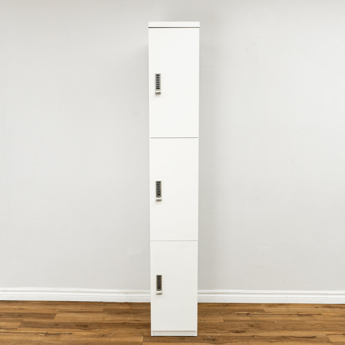 3-Door Steel Office Locker w/ Electric Locks in White