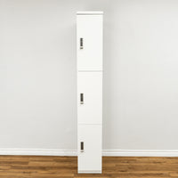 3-Door Steel Office Locker w/ Electric Locks in White