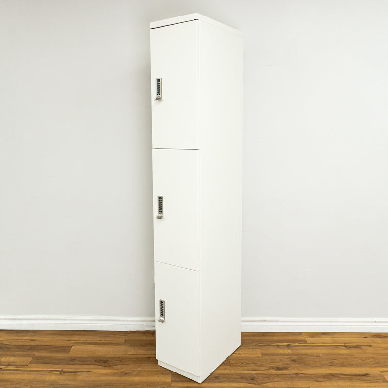 3-Door Steel Office Locker w/ Electric Locks in White