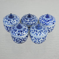 2-inch W Vintage Thai Blue and White Porcelain Tea Cup - Set of 5