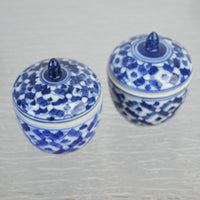 2-inch W Vintage Thai Blue and White Porcelain Tea Cup - Set of 5