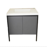 30-inch Metal Frame Bathroom Vanity in Light Grey