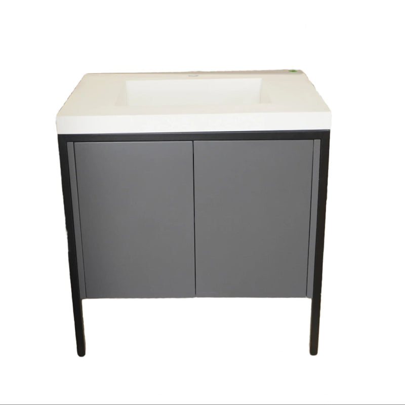 30-inch Metal Frame Bathroom Vanity in Light Grey