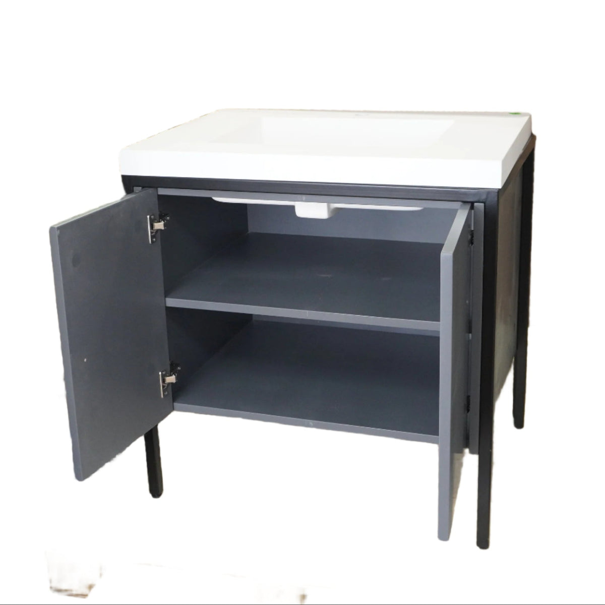 30-inch Metal Frame Bathroom Vanity in Light Grey