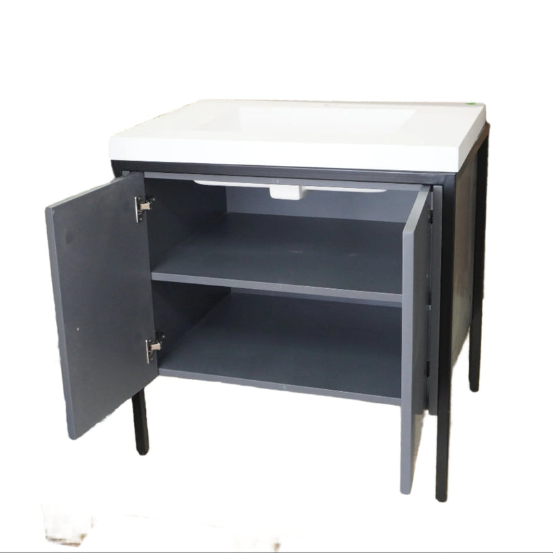30-inch Metal Frame Bathroom Vanity in Light Grey