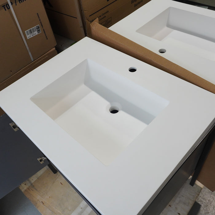 30-inch Metal Frame Bathroom Vanity in Light Grey