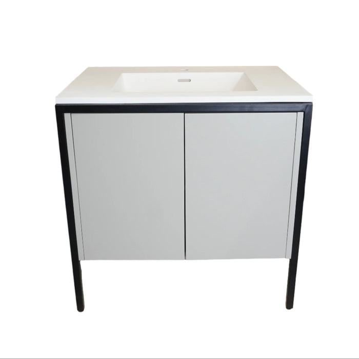 30-inch Metal Frame Bathroom Vanity in Dark Grey