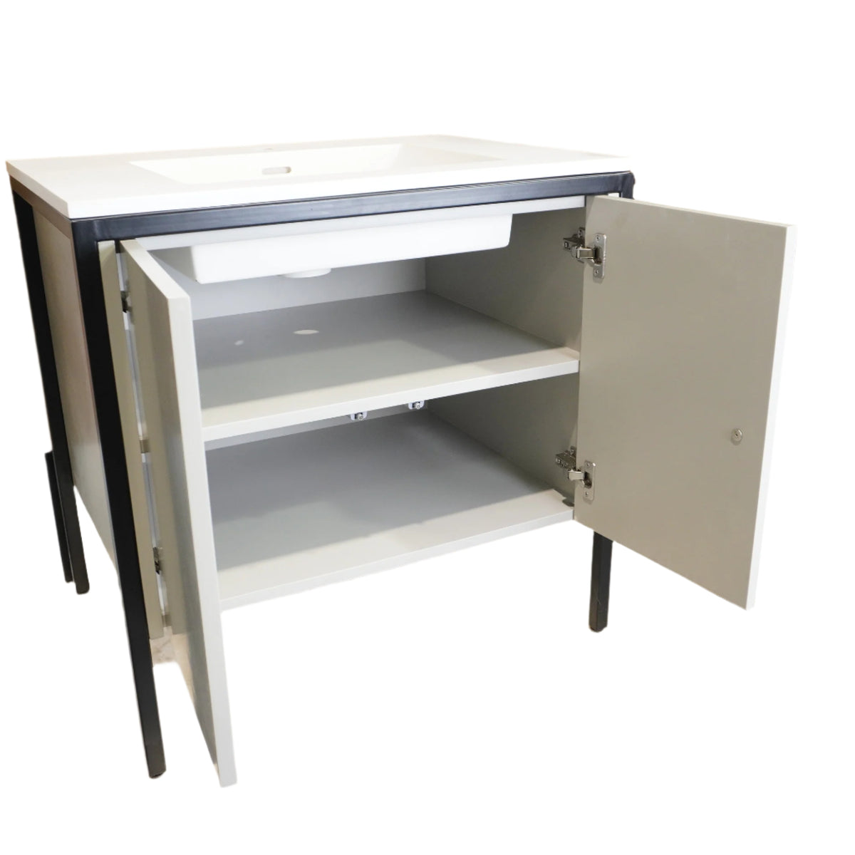 30-inch Metal Frame Bathroom Vanity in Dark Grey