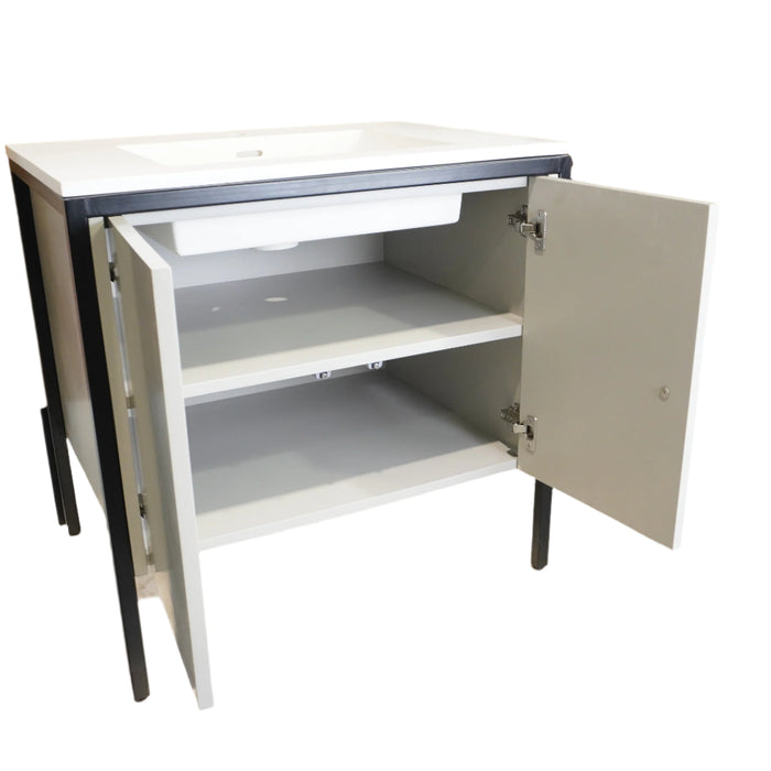 30-inch Metal Frame Bathroom Vanity in Dark Grey