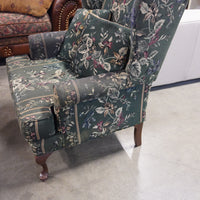 30-inch W Fabric Lounge Chair in Floral Patterned Green