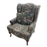 30-inch W Fabric Lounge Chair in Floral Patterned Green