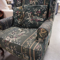 30-inch W Fabric Lounge Chair in Floral Patterned Green