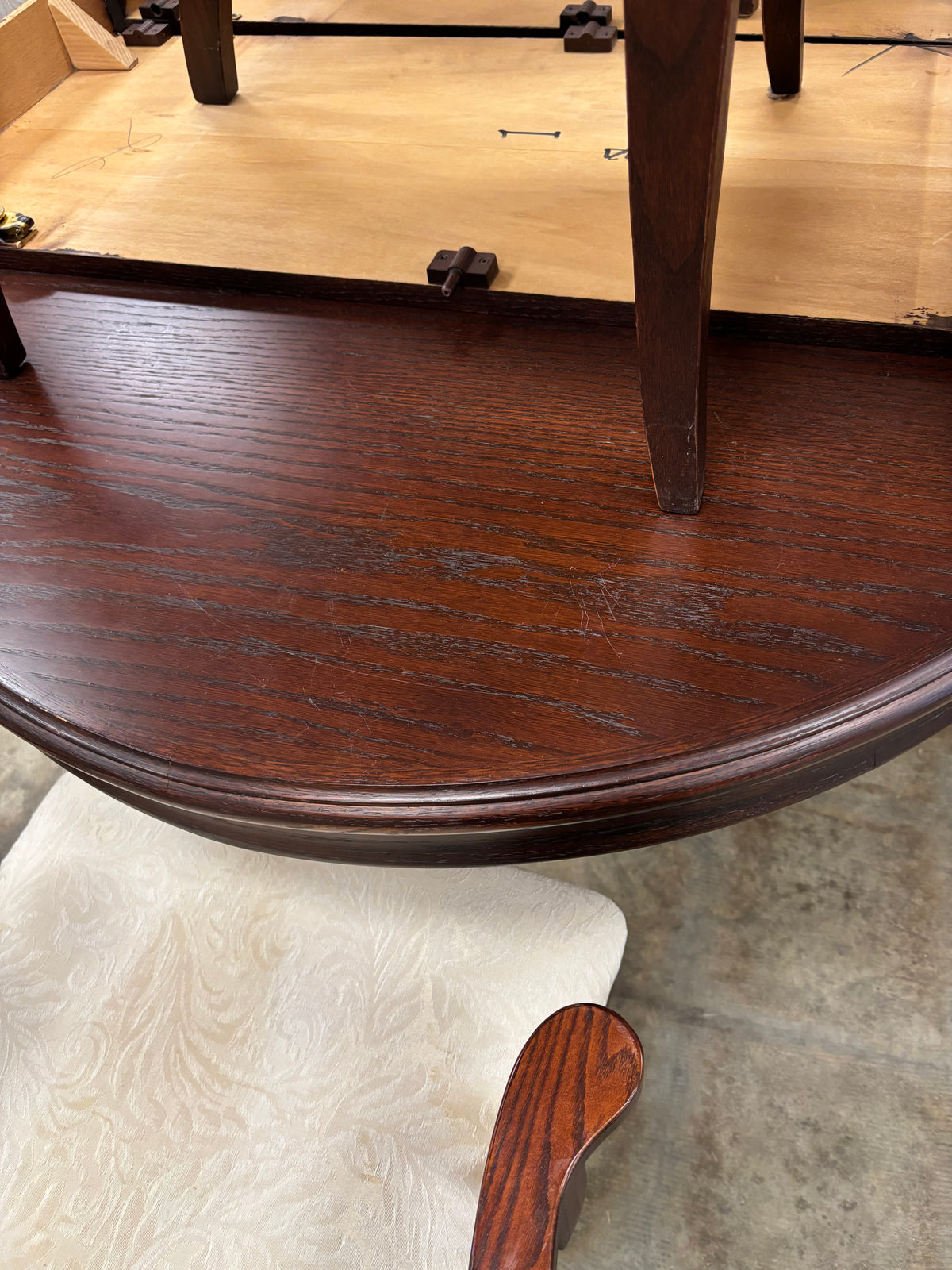 Dark Wood Dining Set with 8 Upholstered Chairs