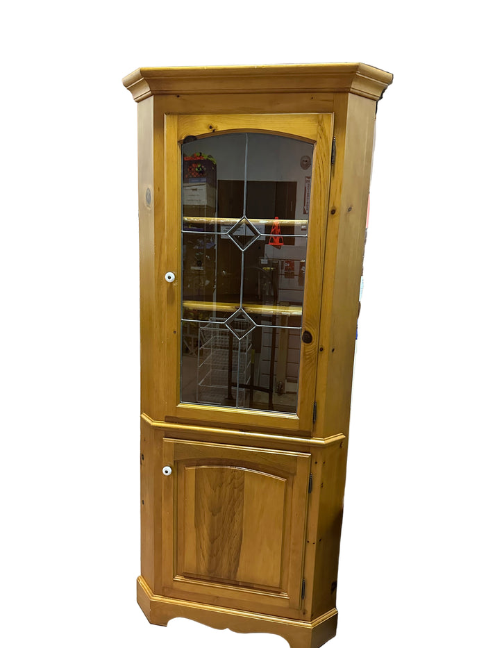 Pine Corner Unit with Glass