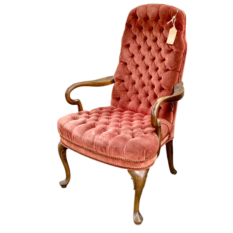 27-Inch W Vintage Velvet Accent Chair – Tufted Upholstery, Wooden Frame