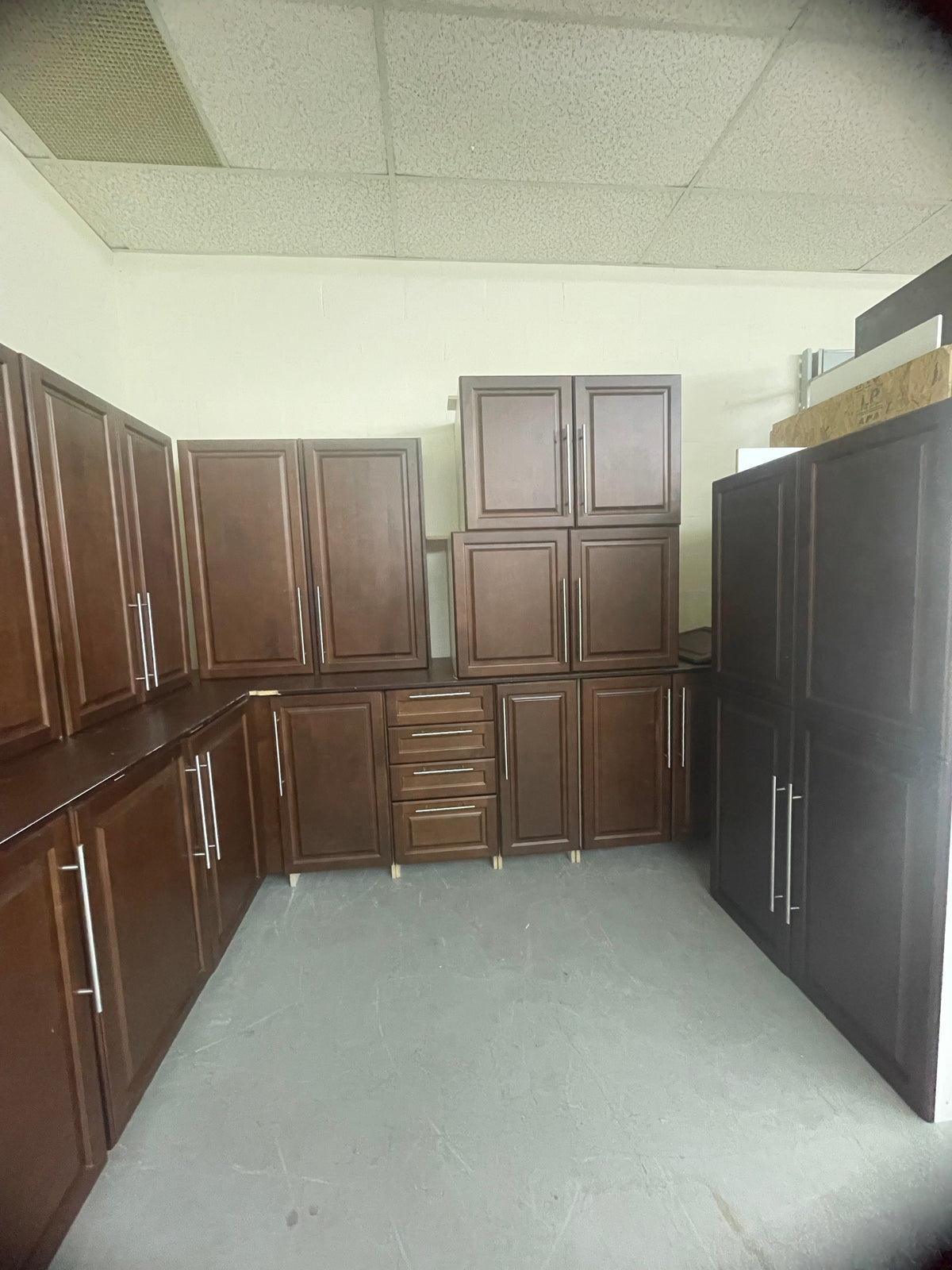 Brown Recessed Panel Kitchen Cabinet Set