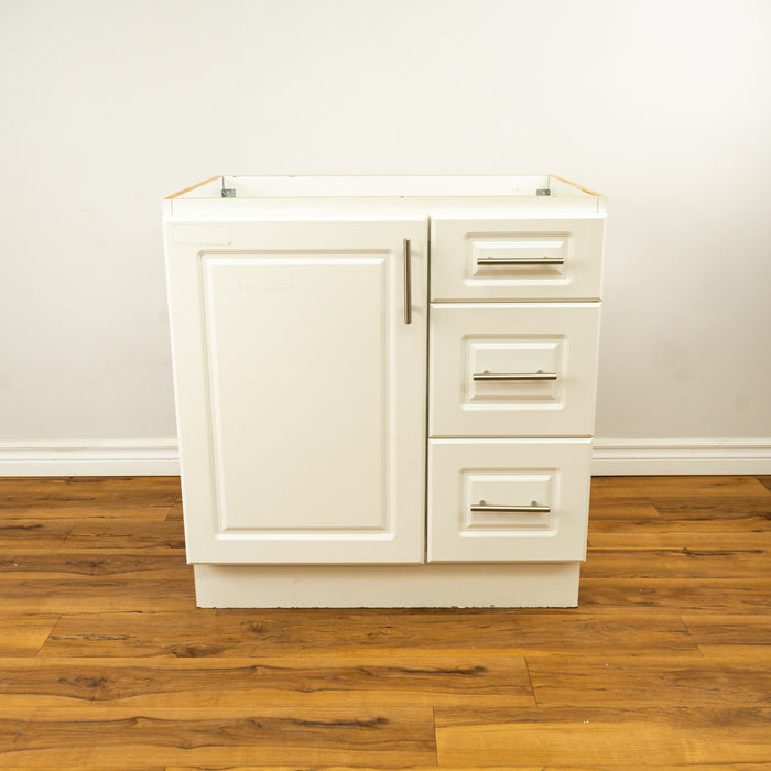 30" Bath Vanity Cabinet Without Top in White