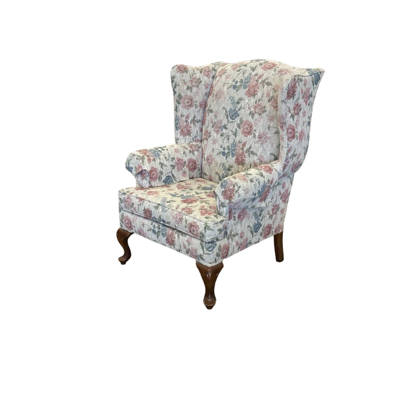 31-Inch Floral Print Wingback Chair