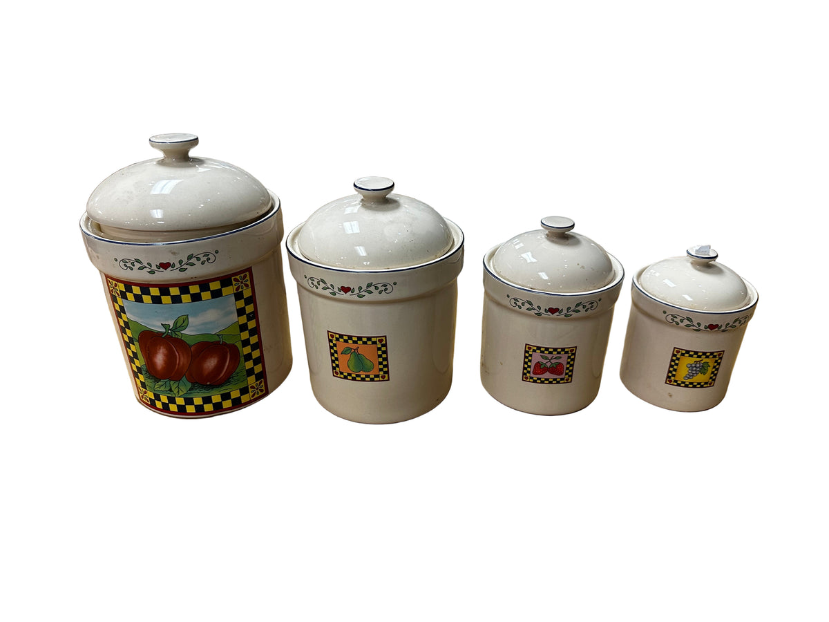 Four Ceramic Kitchen Canisters Designed By Susan Winget