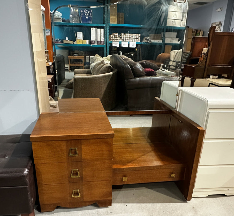 Mid Century Modern Wooden Vanity With Mirror