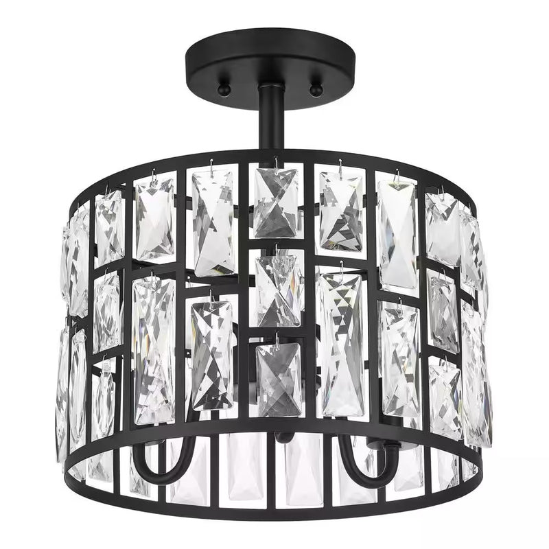 Kristella 3-Light Crystal Pendant in Black