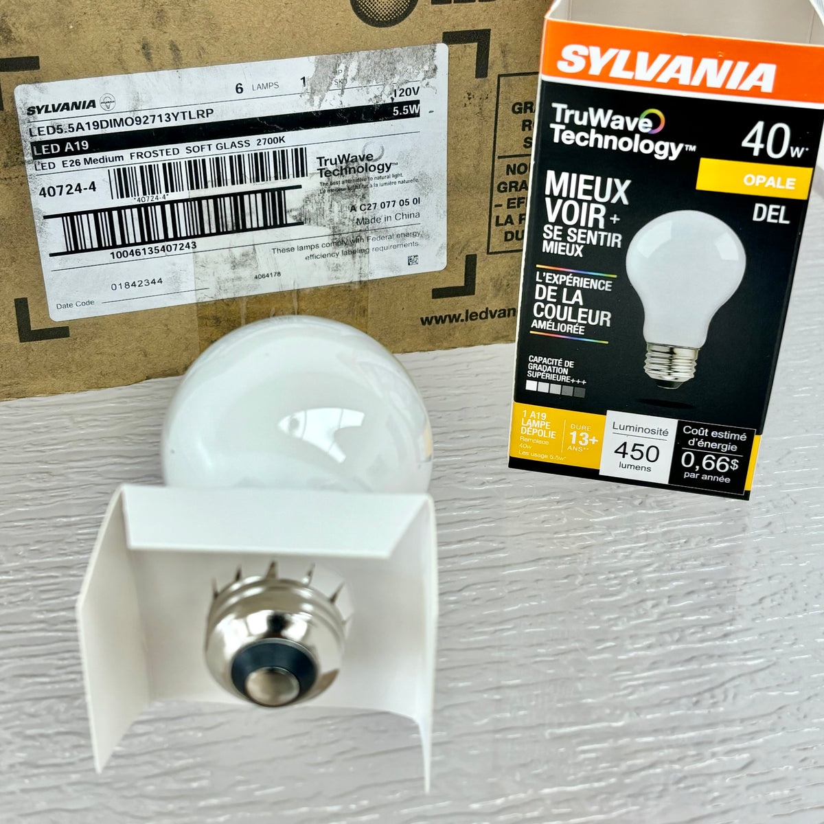 Sylvania LED A19 Soft Glass Bulb, E26 Medium, 5.5W, 120V, 2700K, 40724-4