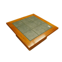 32-inch W Square Wooden Coffee Table w/ Tiles Top in Green