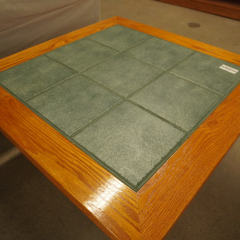 32-inch W Square Wooden Coffee Table w/ Tiles Top in Green