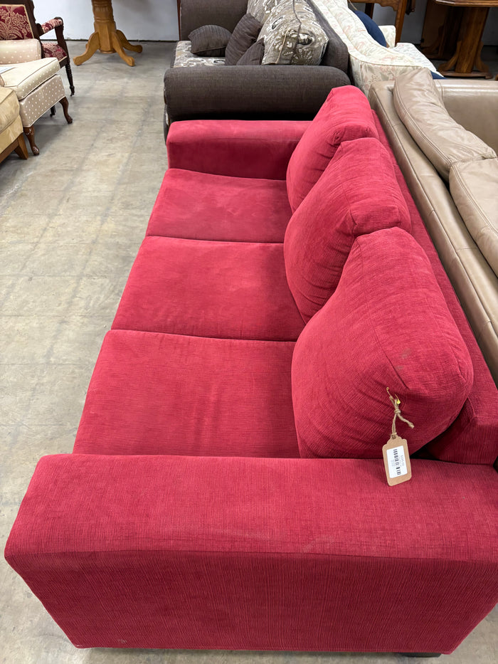 Red Fabric 3-Seater Sofa