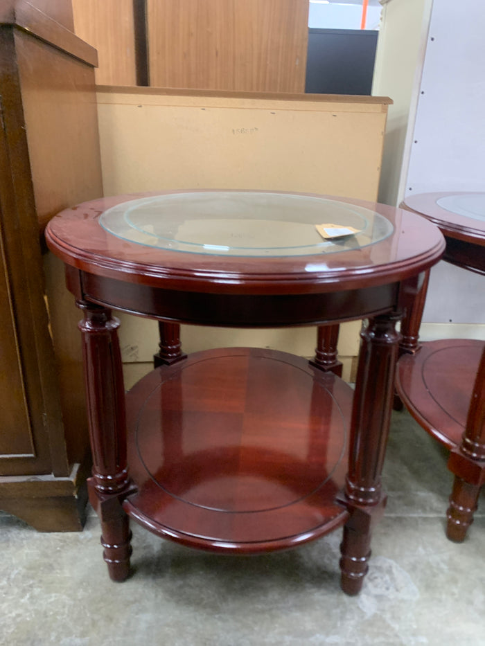 Mahogany Oval Side Table With Glass Insert