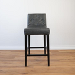 Mineral Black Faux Leather Tufted Counter Stool