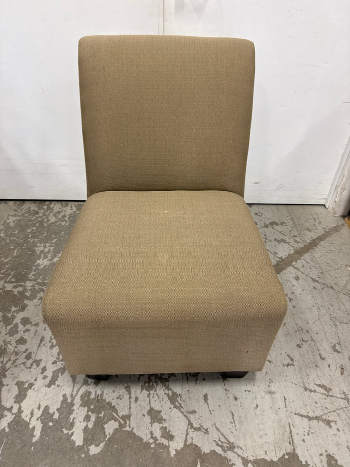 23 In. Wide Armless Accent Chair With A Curved Back And Upholstered Block-Like Profile