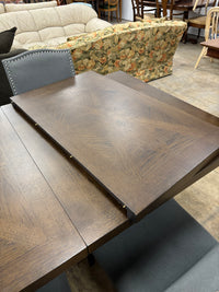 Dark Brown Wood Extendable Dining Table with 4 Chairs