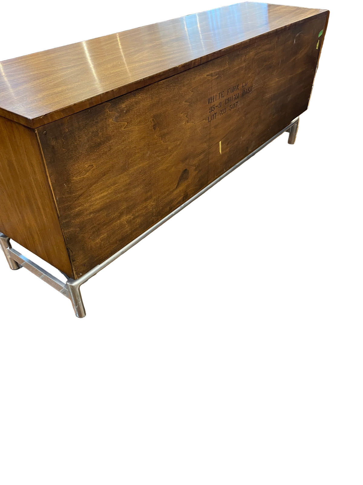 Burl & Walnut Cabinet on Aluminum Tubular Base