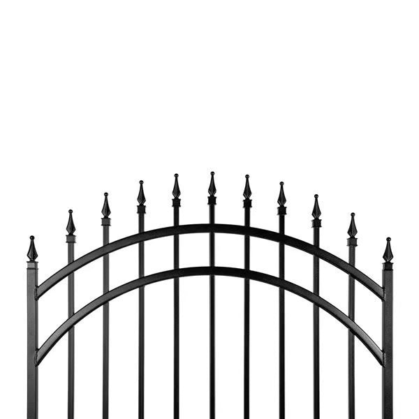 Nuvo Iron 45 W x 68-in H Black Iron Pre-Assembled Self-Closing Ornamental Arch Fence Gate