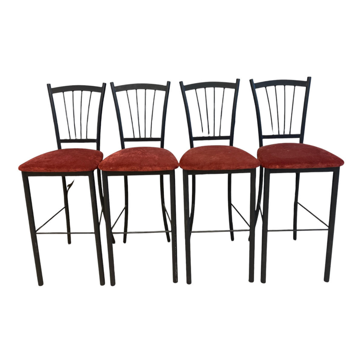 Modern Metal Counter Height Stools w/ Upholstered Seats (Set of 4)
