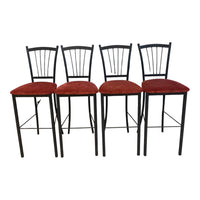 Modern Metal Counter Height Stools w/ Upholstered Seats (Set of 4)