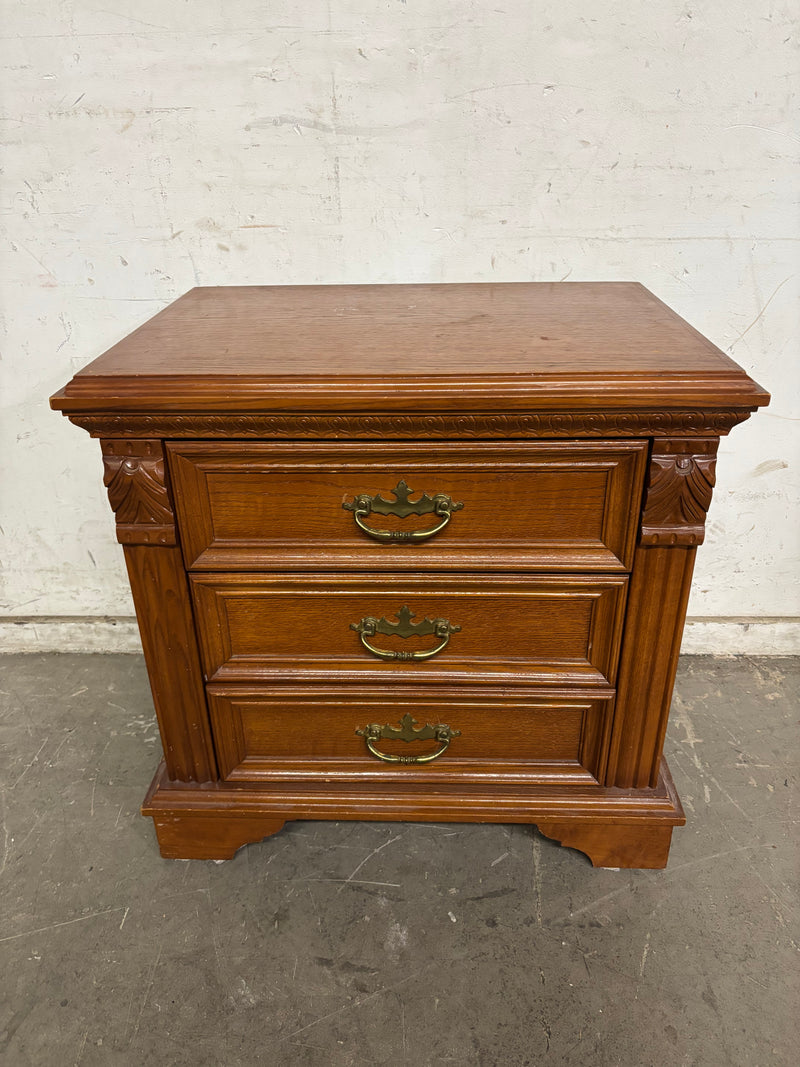 24”W Brown 3 Drawer Nightstand