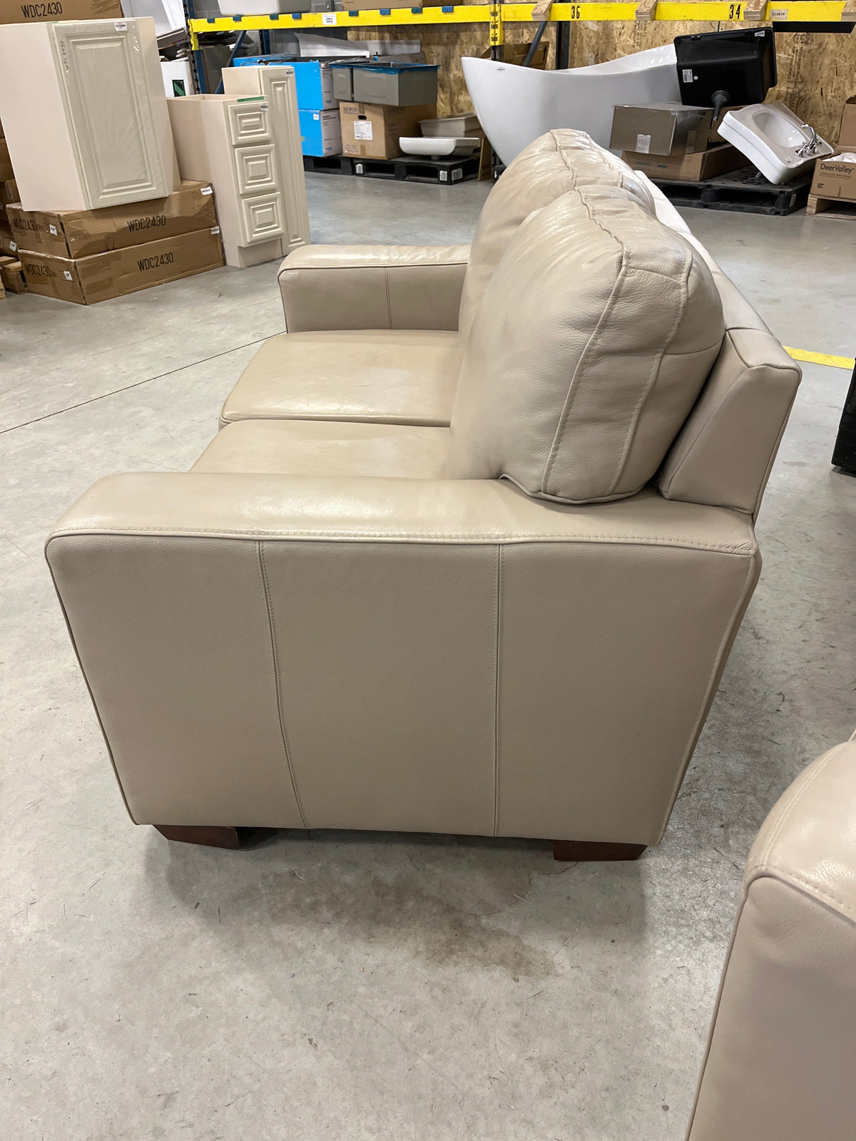 61" Beige Leather Loveseat Sofa