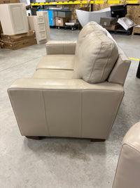 61" Beige Leather Loveseat Sofa